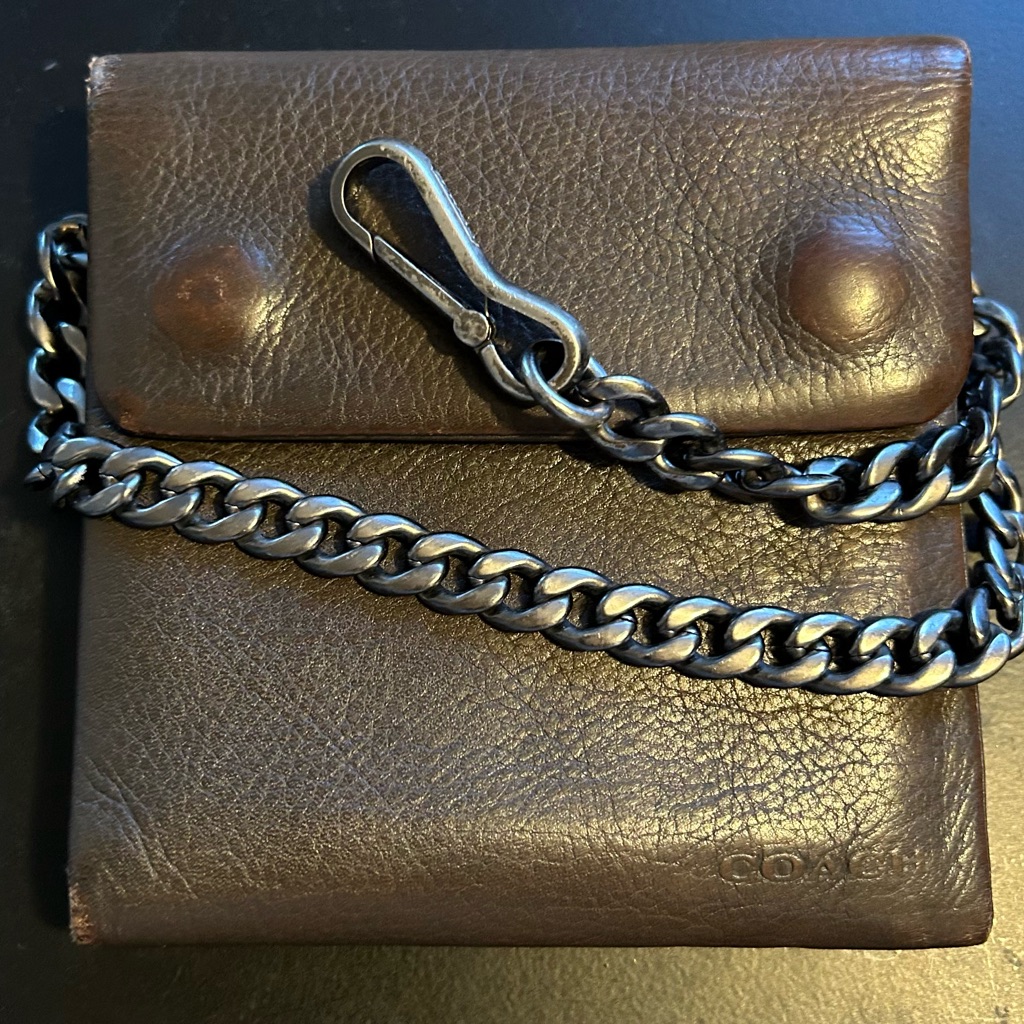Rare Coach Gray Loved Leather Men's Chain Wallet Early 2000’s Y2k Vintage